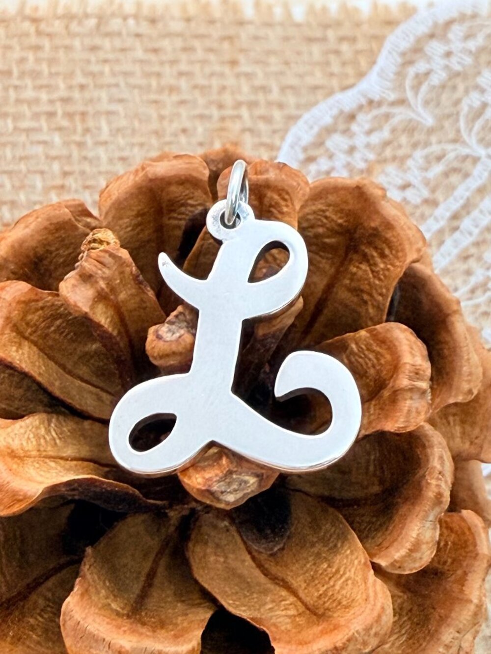 James Avery Large Script Initial L Charm Sterling Silver Letter Charm